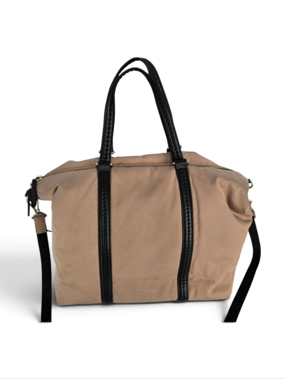 Vera Bradley Midtown Nylon Zip Top Tote Bag – Khaki / Tan with Black Trim